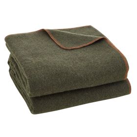 Wool Camping Blanket 64" x 88" Warm for Camping Hiking Travel Army Green Wool Camping Blanket 64" x 88" Warm for Camping Hiking Travel Army Green